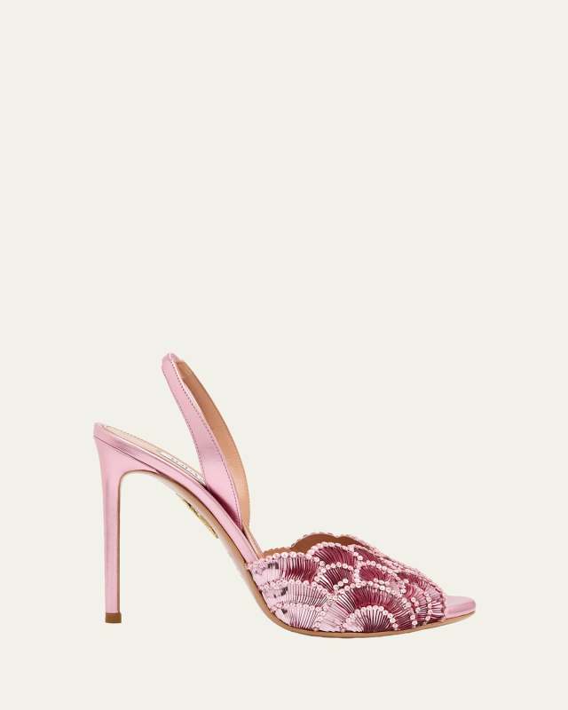 105mm Ce Soir Sequined Leather Slingback Sandals